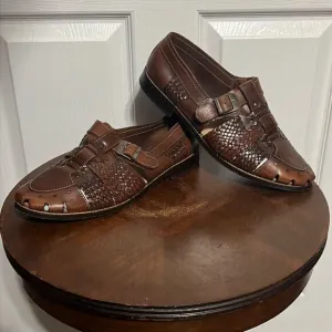 🔥🔥 PACO RICARDI Hand Woven Leather Loafer Sandal Shoes - Men Sz 10 - EUC