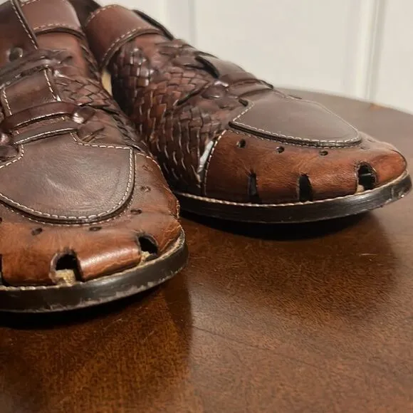 🔥🔥 PACO RICARDI Hand Woven Leather Loafer Sandal Shoes - Men Sz 10 - EUC