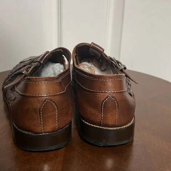 🔥🔥 PACO RICARDI Hand Woven Leather Loafer Sandal Shoes - Men Sz 10 - EUC
