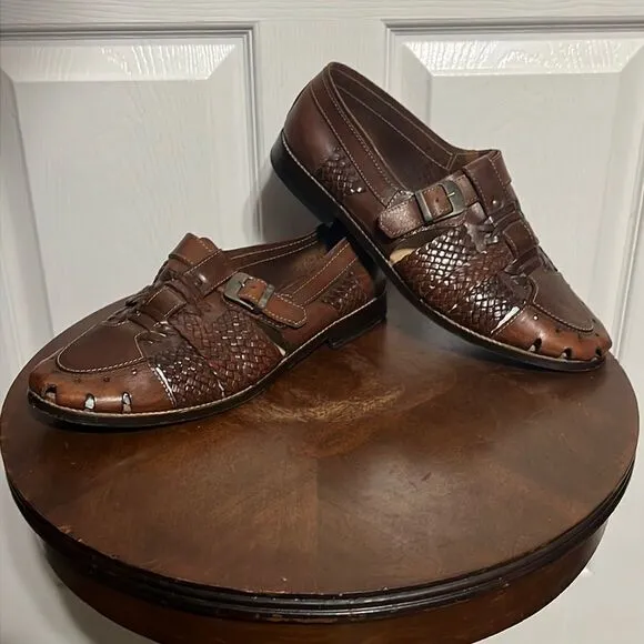 🔥🔥 PACO RICARDI Hand Woven Leather Loafer Sandal Shoes - Men Sz 10 - EUC