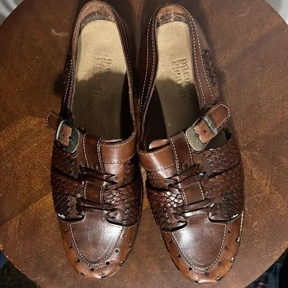 🔥🔥 PACO RICARDI Hand Woven Leather Loafer Sandal Shoes - Men Sz 10 - EUC