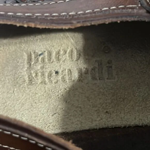 🔥🔥 PACO RICARDI Hand Woven Leather Loafer Sandal Shoes - Men Sz 10 - EUC