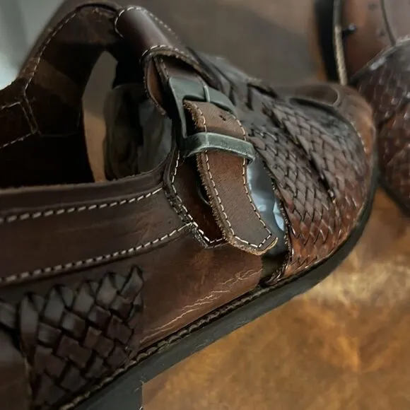🔥🔥 PACO RICARDI Hand Woven Leather Loafer Sandal Shoes - Men Sz 10 - EUC