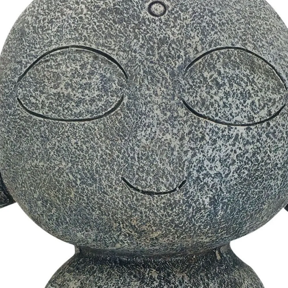 13" Gray Happy Monk Indoor Outdoor Statue