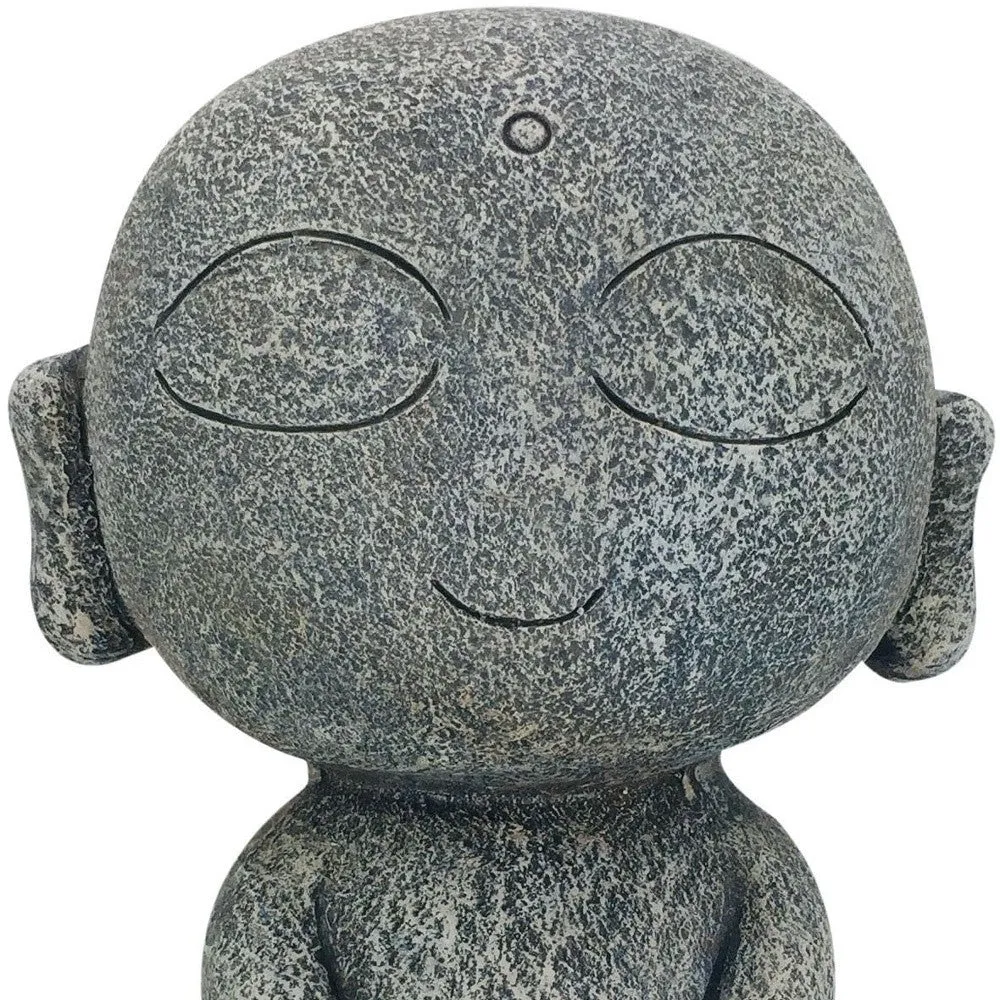 13" Gray Happy Monk Indoor Outdoor Statue