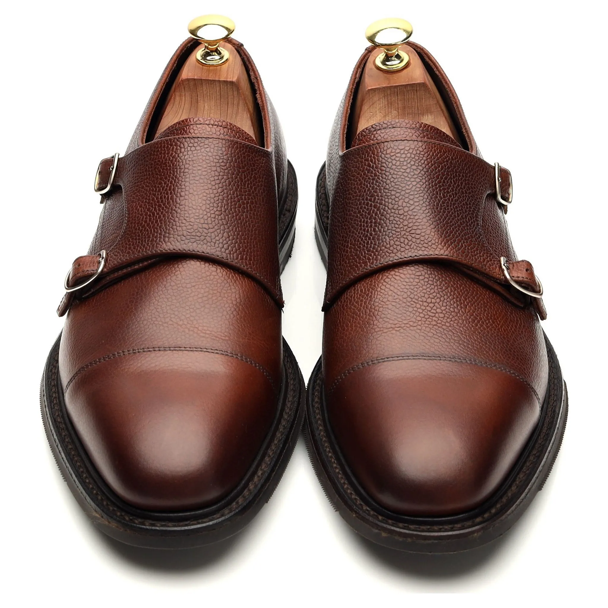 1880 'Benedict' Dark Brown Grain Leather Double Monk Strap UK 8.5 F