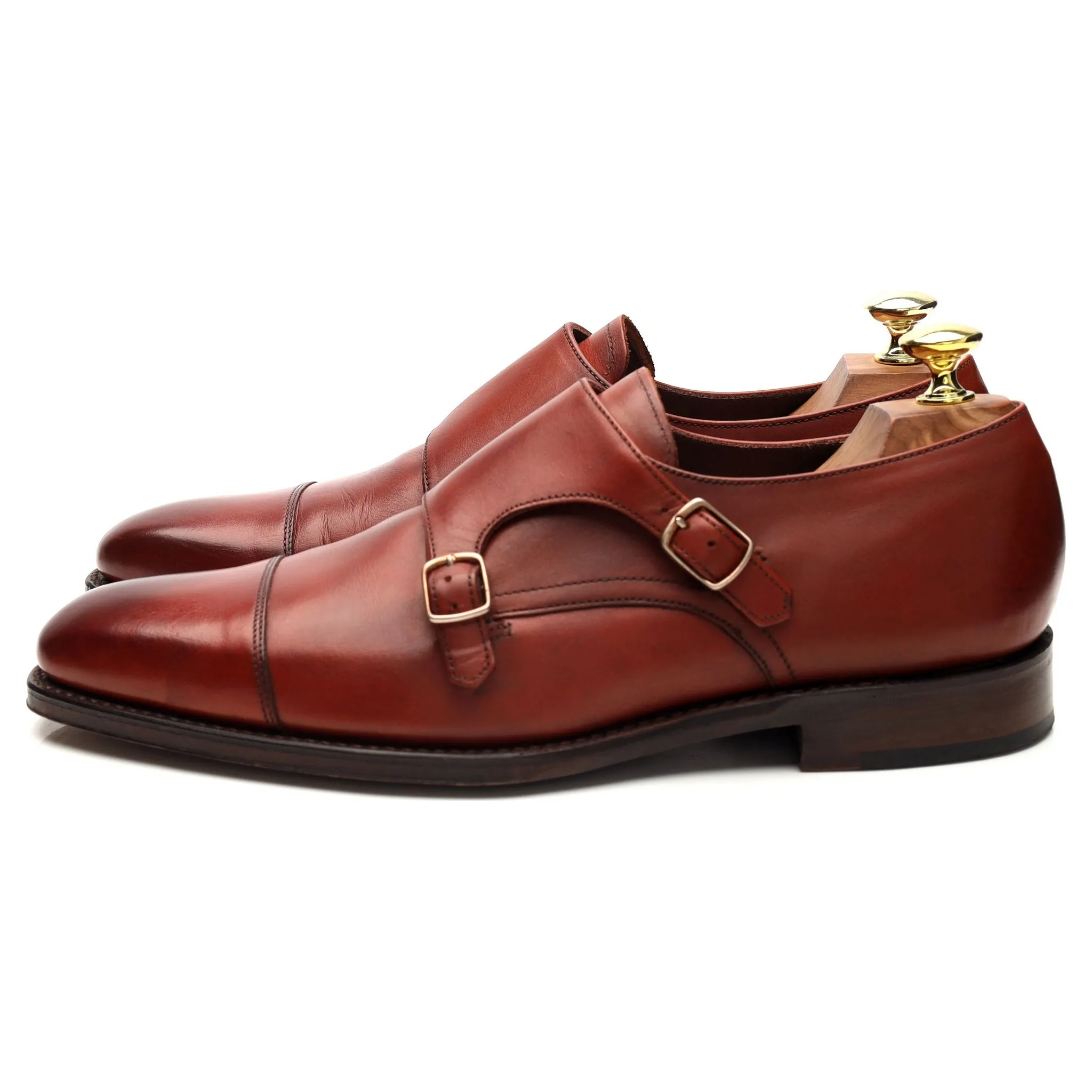 1880 Legacy 'Wensum' Tan Brown leather Double Monk Strap UK 7 F