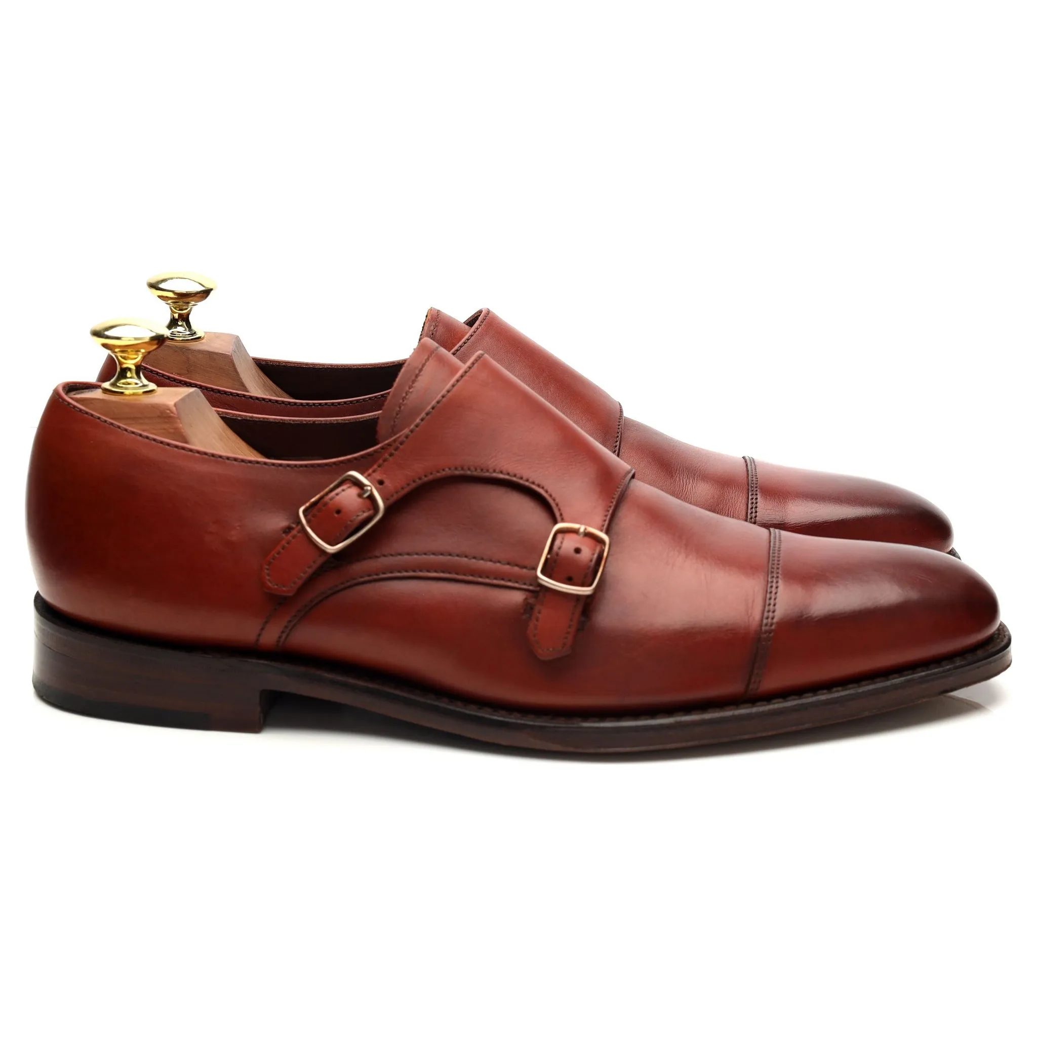1880 Legacy 'Wensum' Tan Brown leather Double Monk Strap UK 7 F