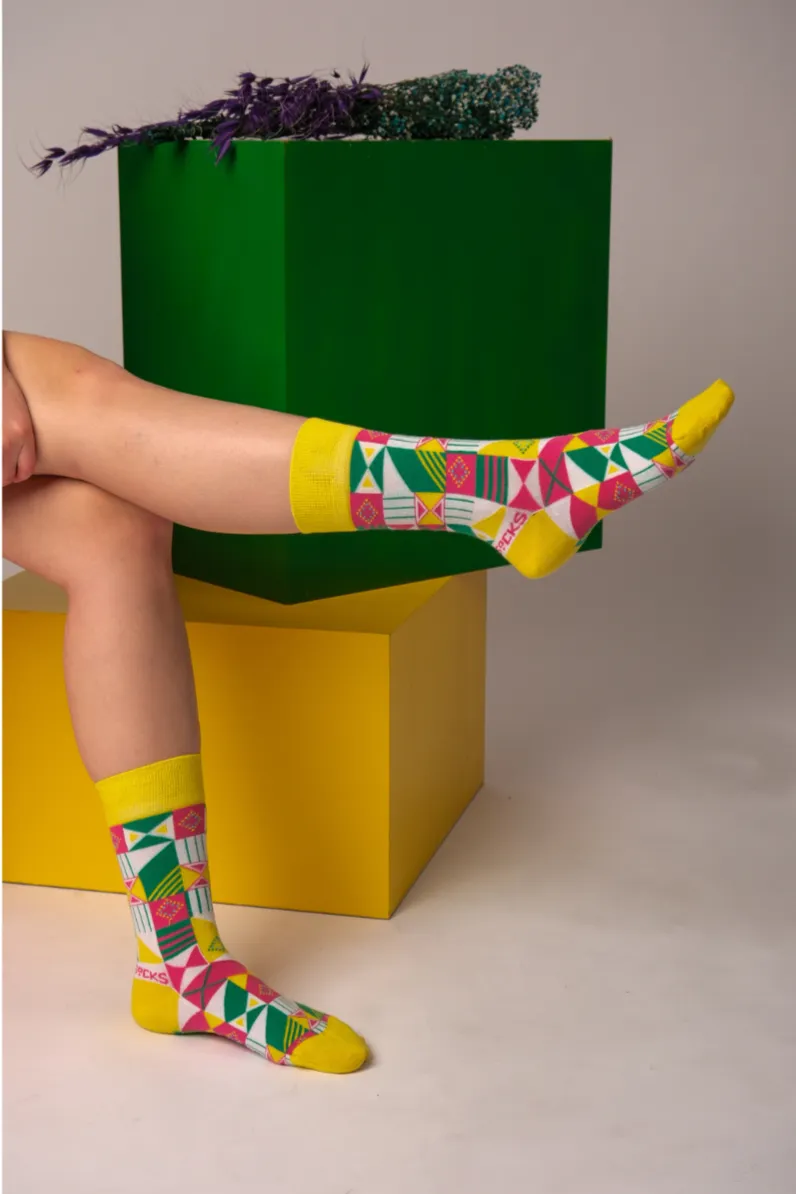 2 Pack Purple and White Geometric Socks