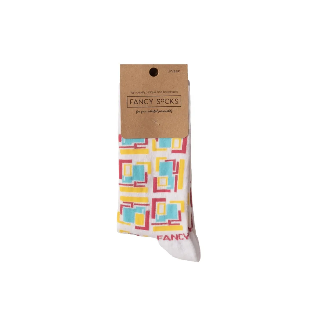 2 Pack Purple and White Geometric Socks