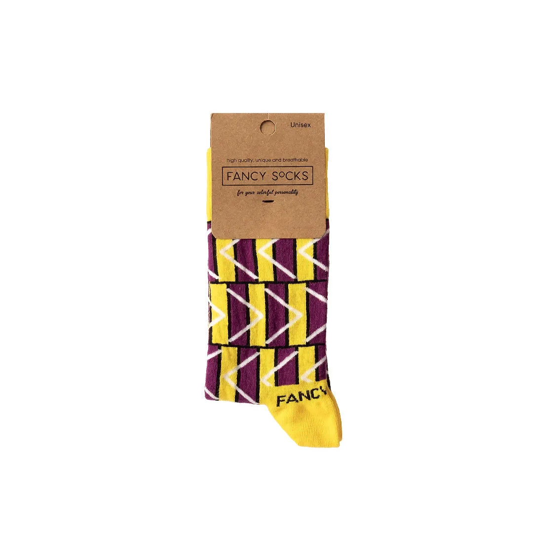 2 Pack Purple and White Geometric Socks