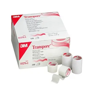3M Transparent, easy to tear, perforated plastic tape for securing dressings or devices. (#1527S-1, Sold Per Box)