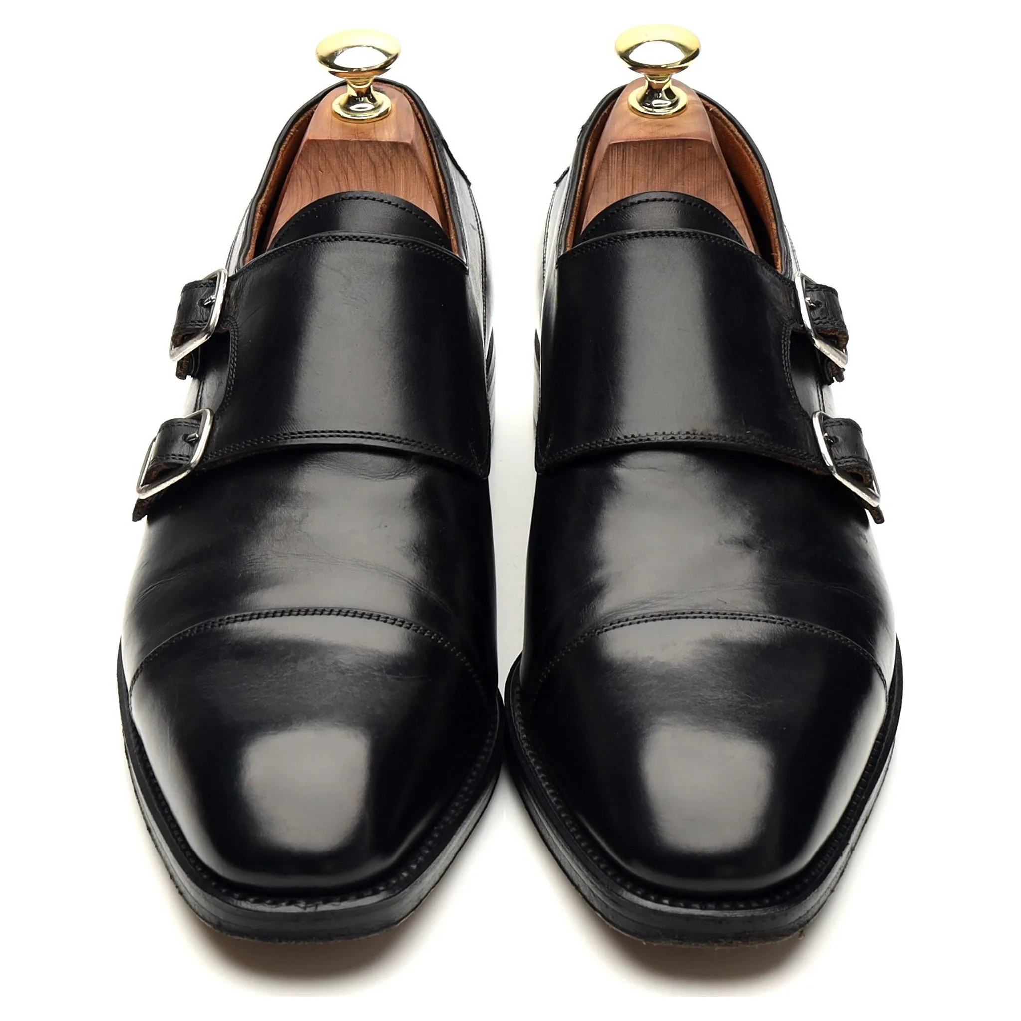 '737' Black Leather Double Monk Strap UK 7.5 EE