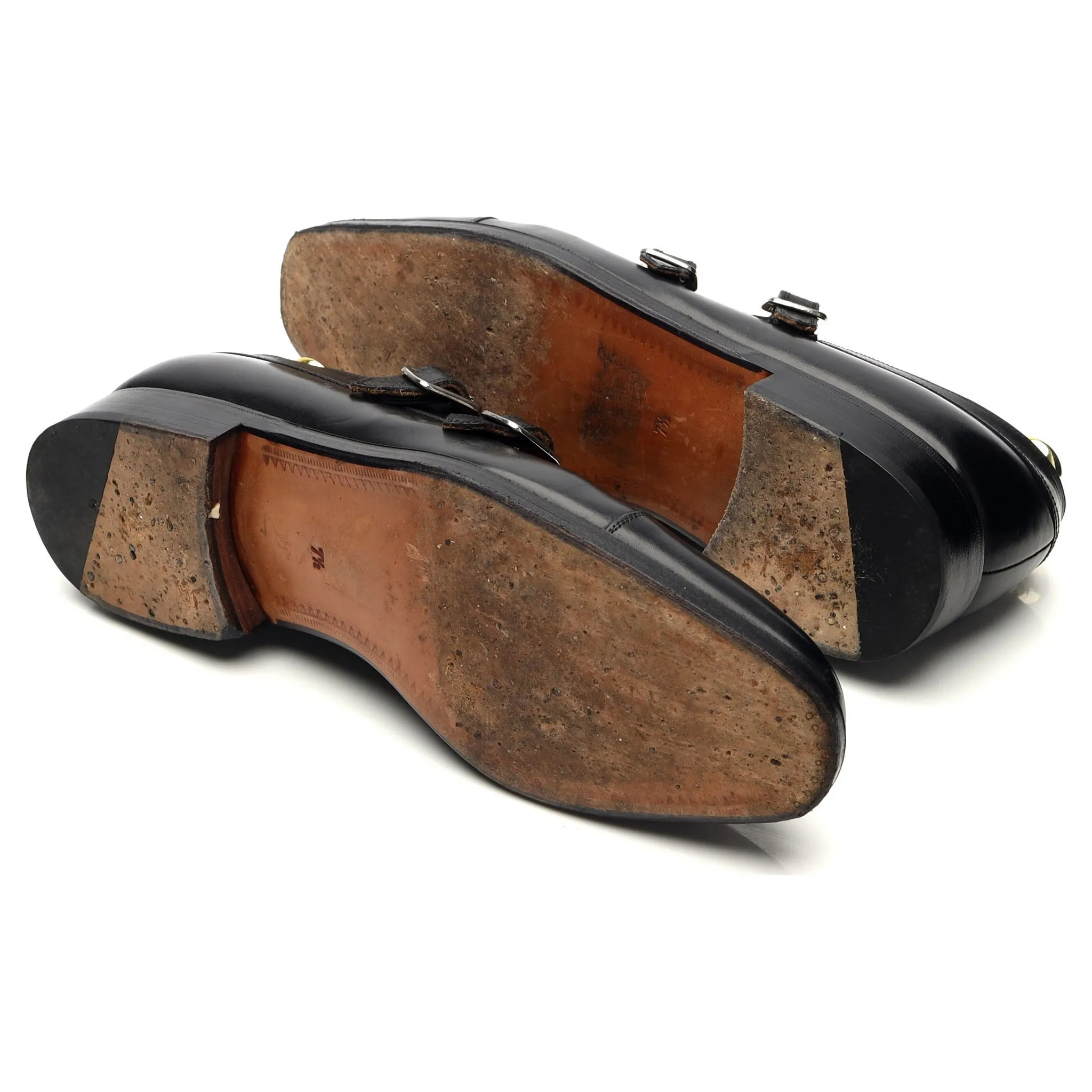 '737' Black Leather Double Monk Strap UK 7.5 EE