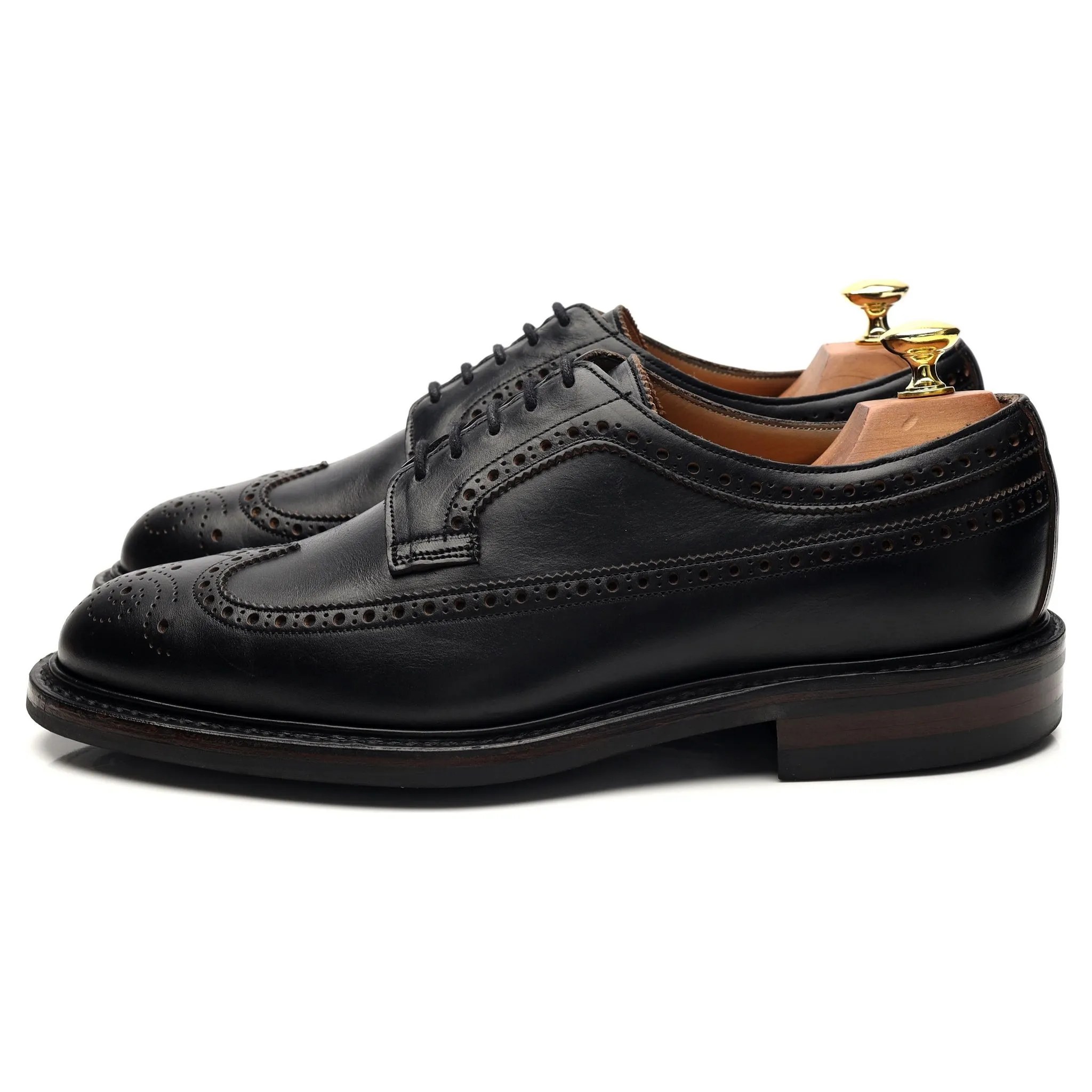 'Addison' Black Leather Derby Brogue UK 7.5 F