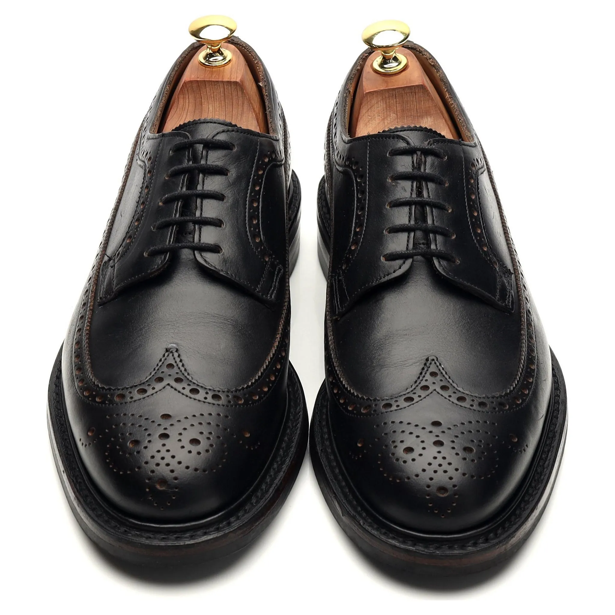 'Addison' Black Leather Derby Brogue UK 7.5 F