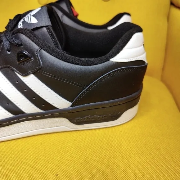 Adidas Rivalry Low Black White Leather 3 Stripe Athletic Mens Sneaker Sz 13 NWOT