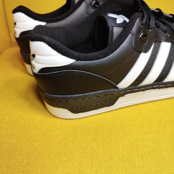 Adidas Rivalry Low Black White Leather 3 Stripe Athletic Mens Sneaker Sz 13 NWOT