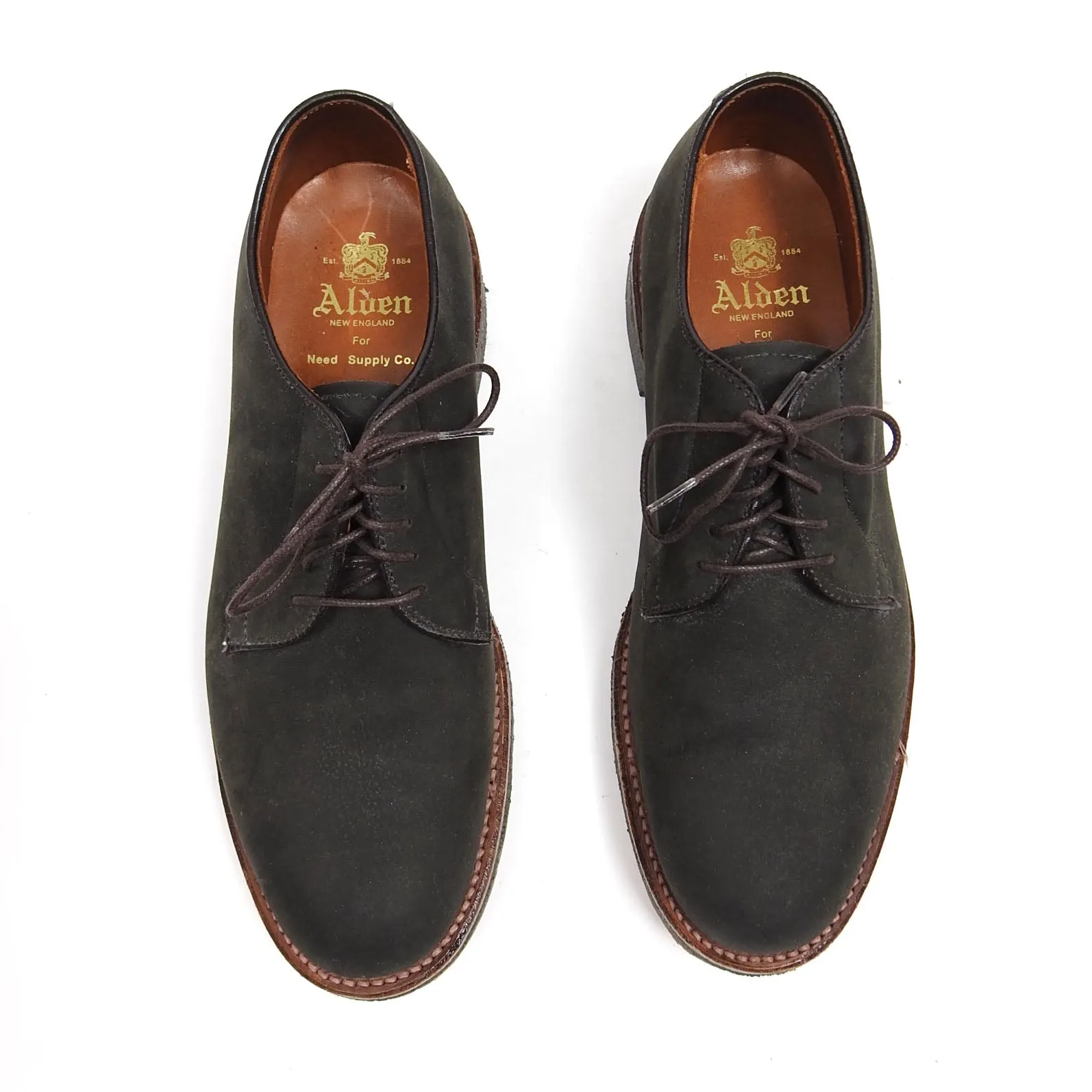 Alden Grey Suede Plain Toe Blucher Size 8