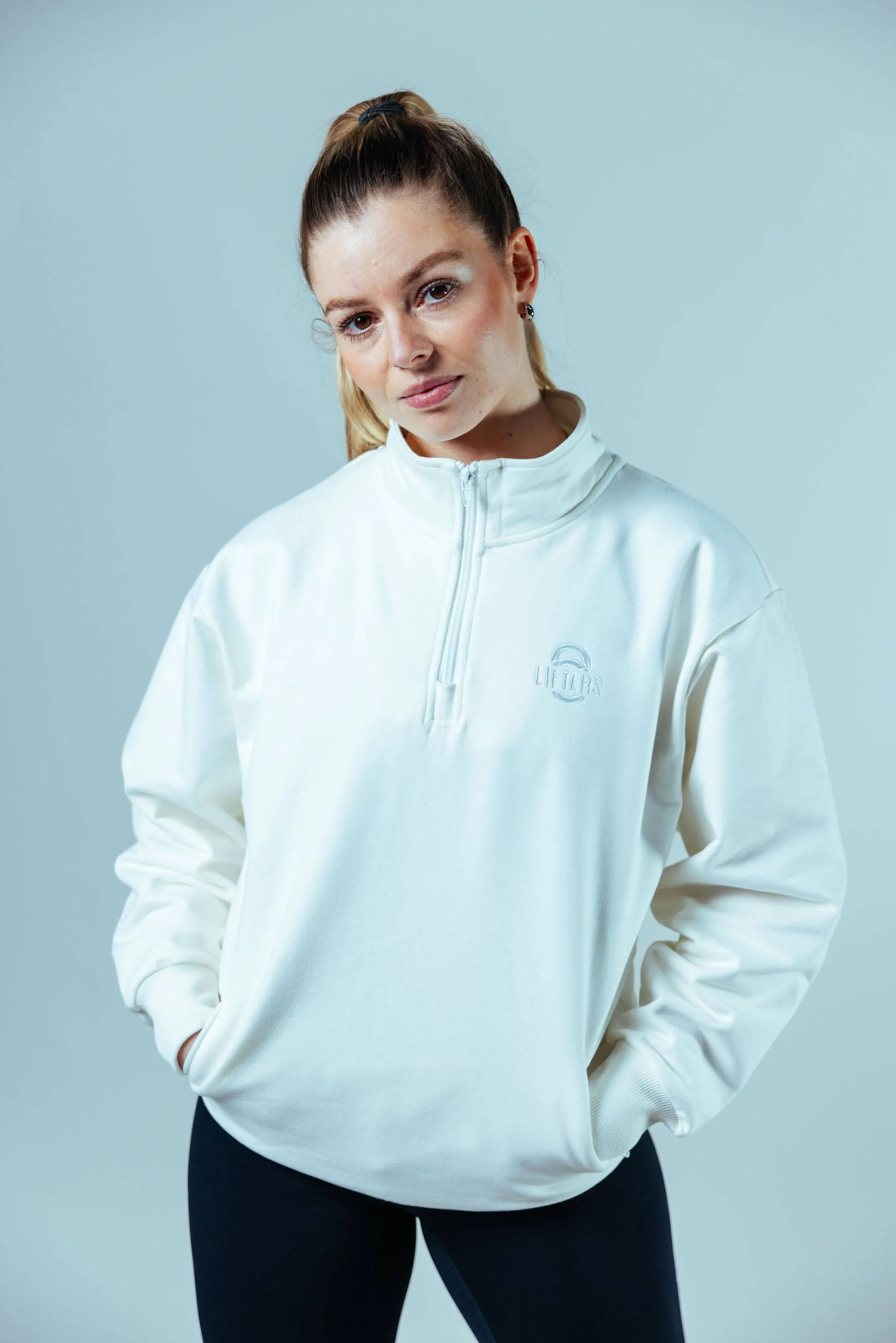 Allday Quarter Zip Sweater Oversize Unisex | Off White