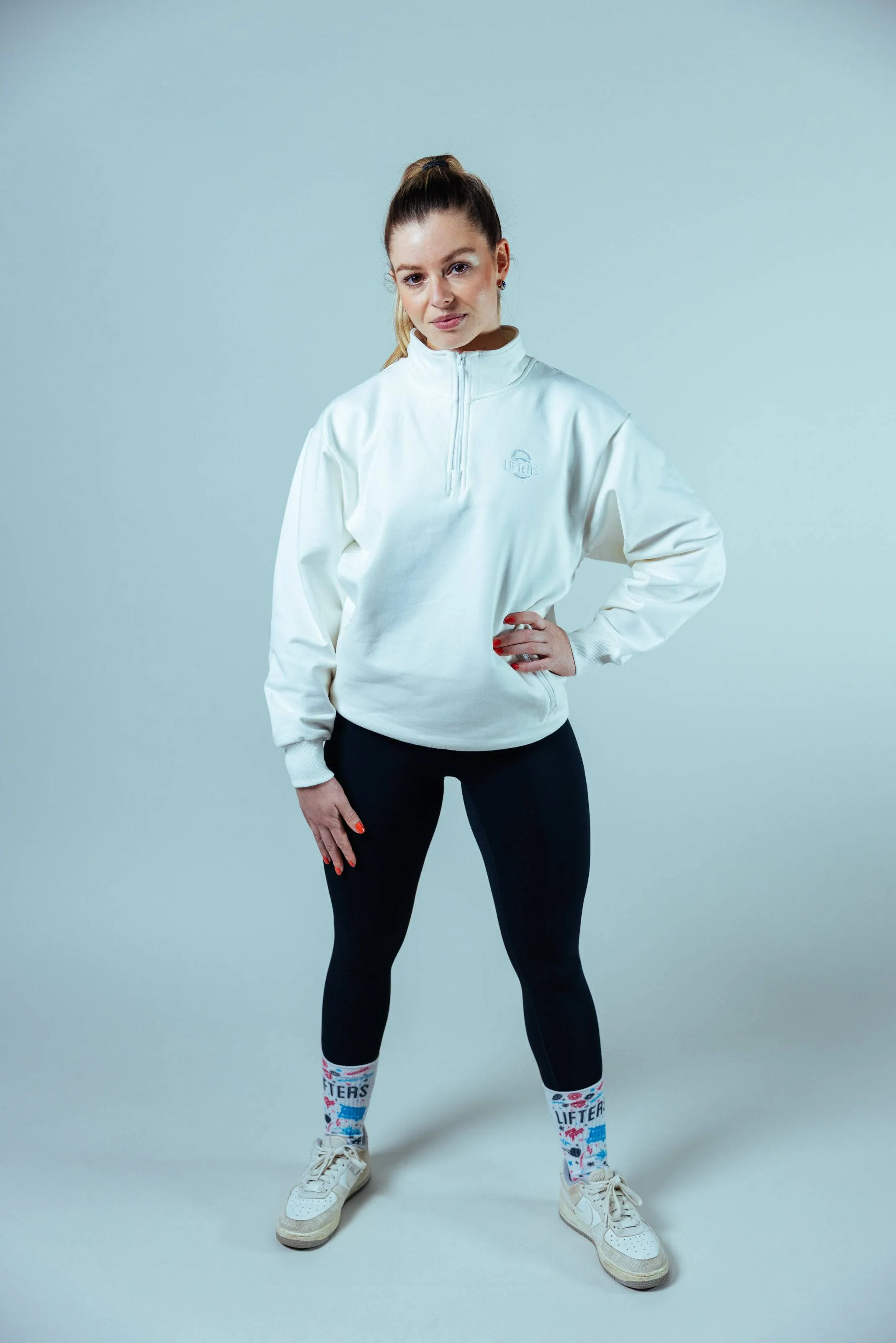 Allday Quarter Zip Sweater Oversize Unisex | Off White