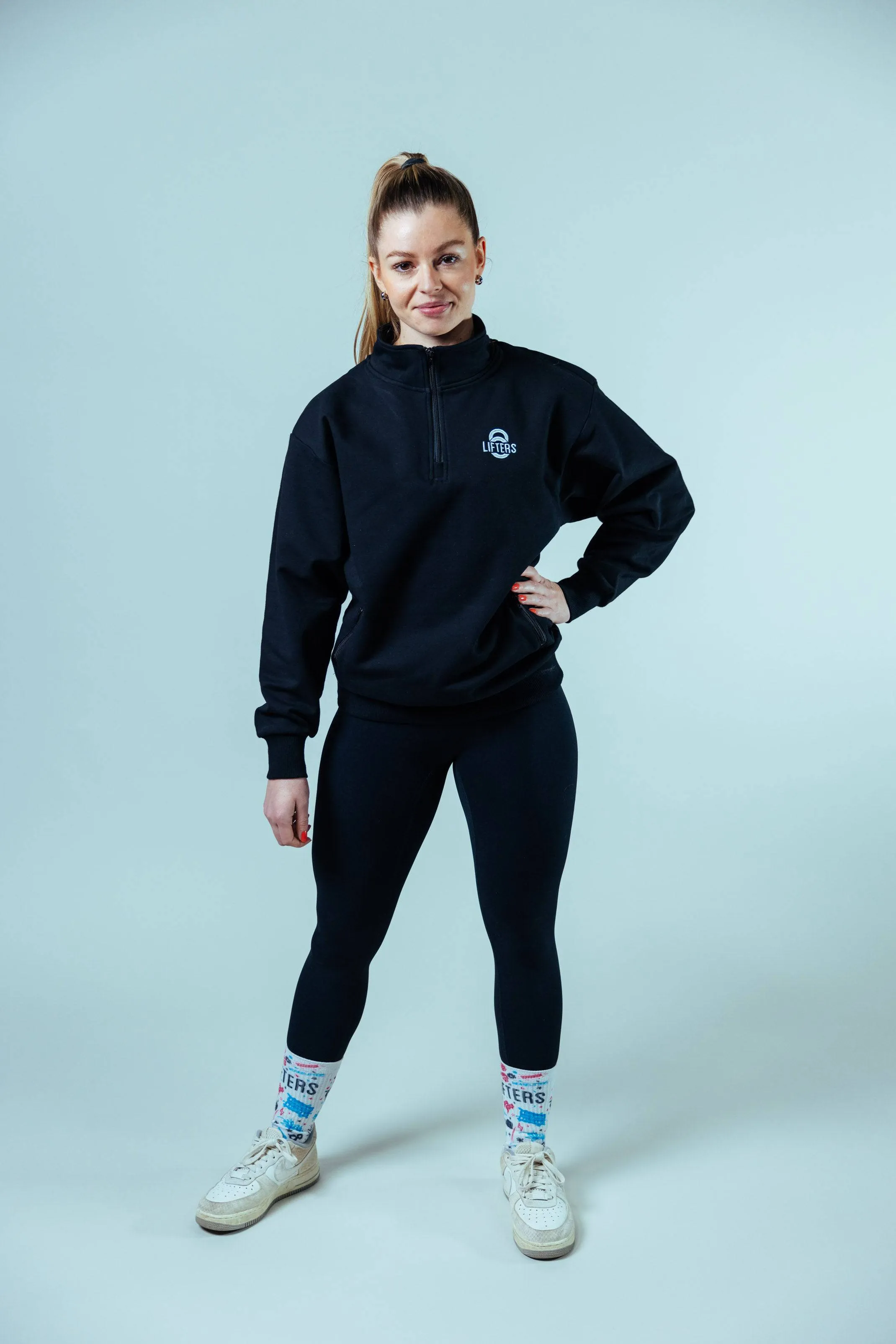 Allday Quarter Zip Sweater Oversize Unisex | Schwarz