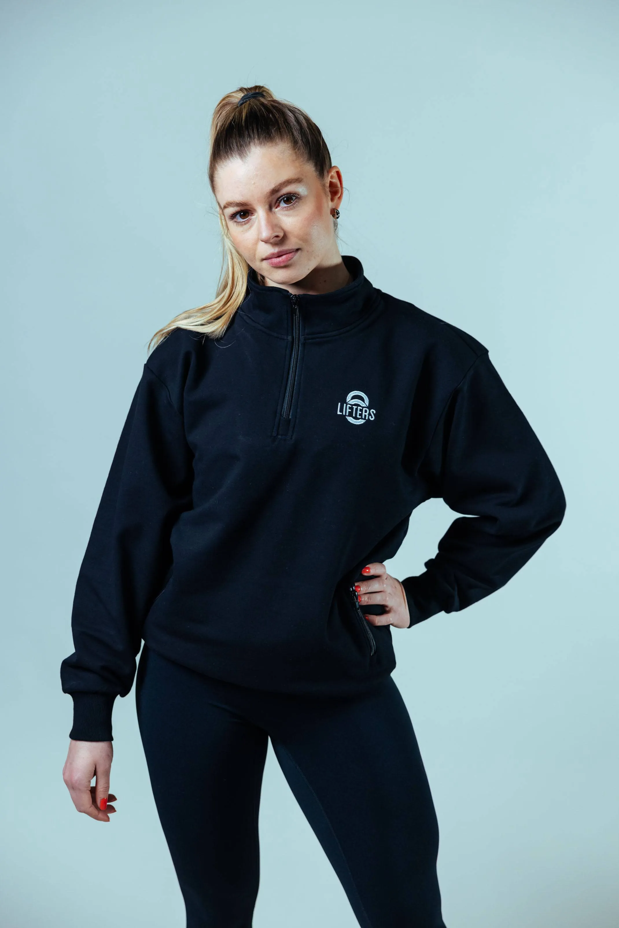 Allday Quarter Zip Sweater Oversize Unisex | Schwarz