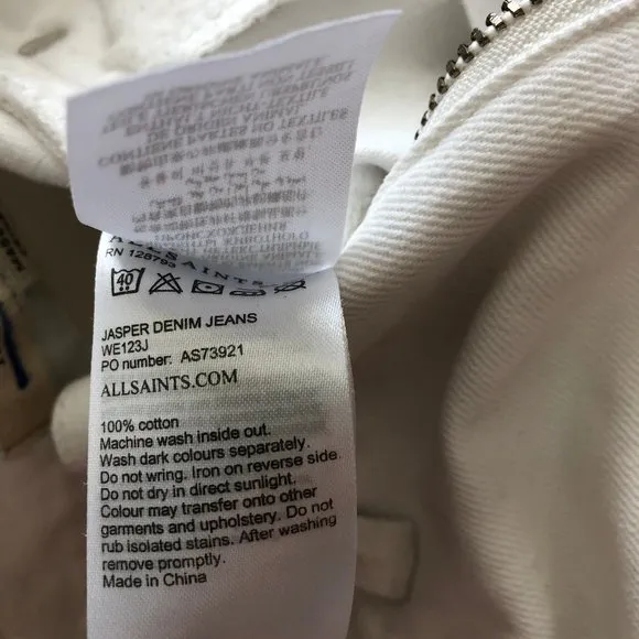 AllSaints Jasper Denim Jeans Cropped Ankle Zip