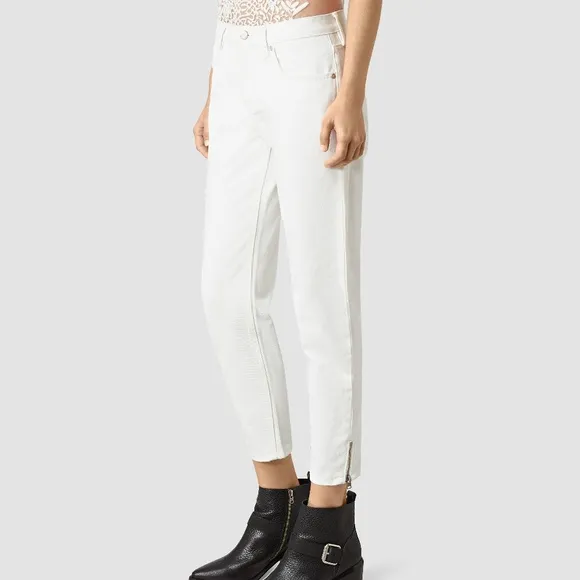 AllSaints Jasper Denim Jeans Cropped Ankle Zip