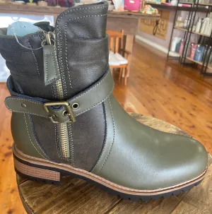 Alpha Khaki Leather Ankle Boot - Bay Lane