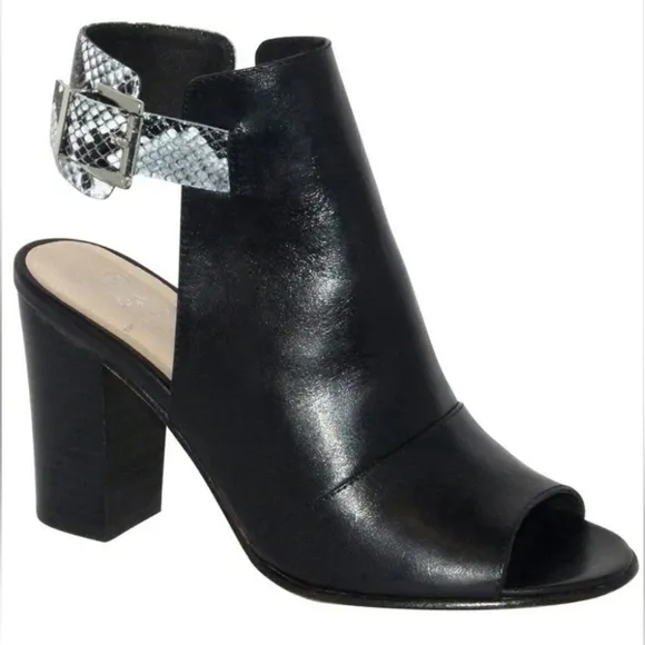 Andrew Stevens Cheyenne Black grunge chic open toe bootie shoes size 7.5