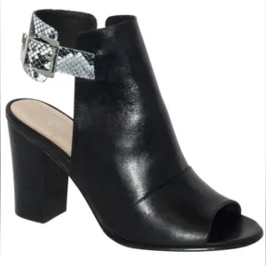 Andrew Stevens Cheyenne Black grunge chic open toe bootie shoes size 7.5