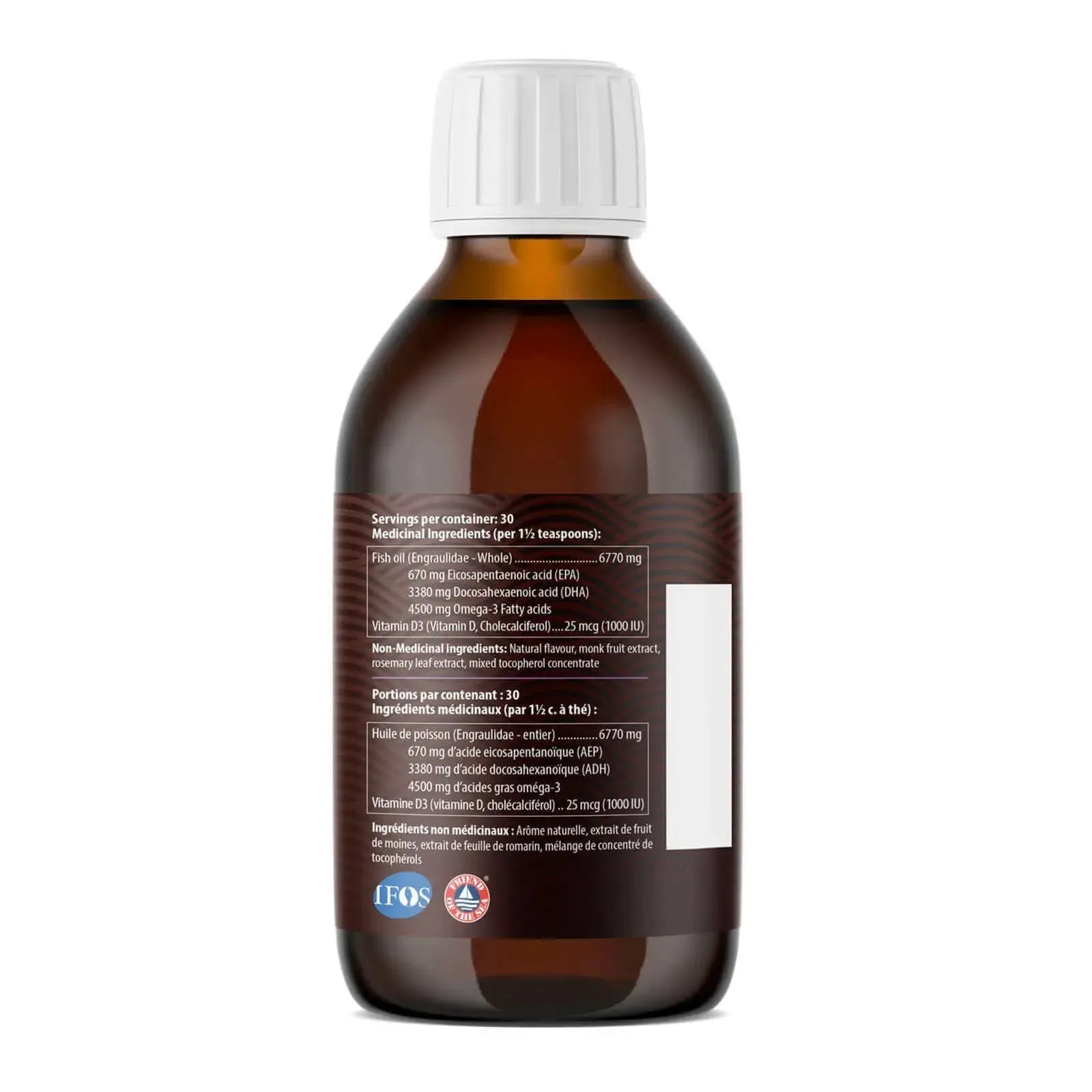 Aqua Omega High DHA Omega-3,  225 mL Lemon Flavor