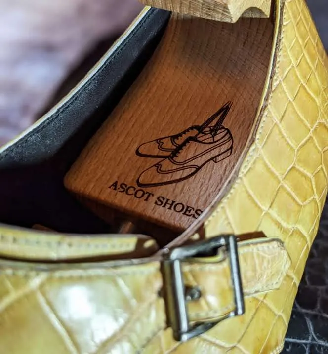 Ascot Double Monk -  Yellow Champagne Crocodile