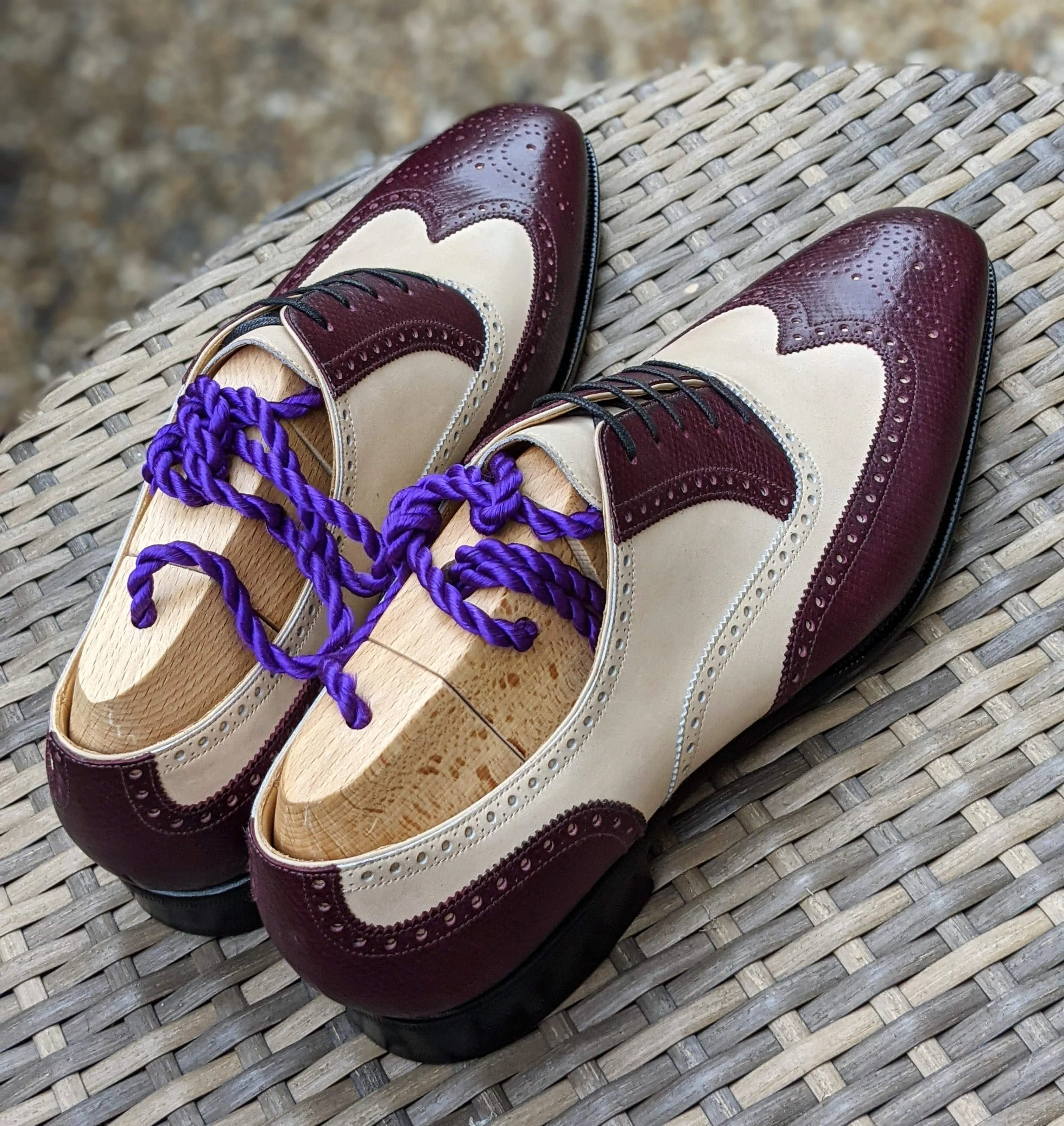 Ascot Gatsby - Burgundy Hatch Grain & Cream Calf