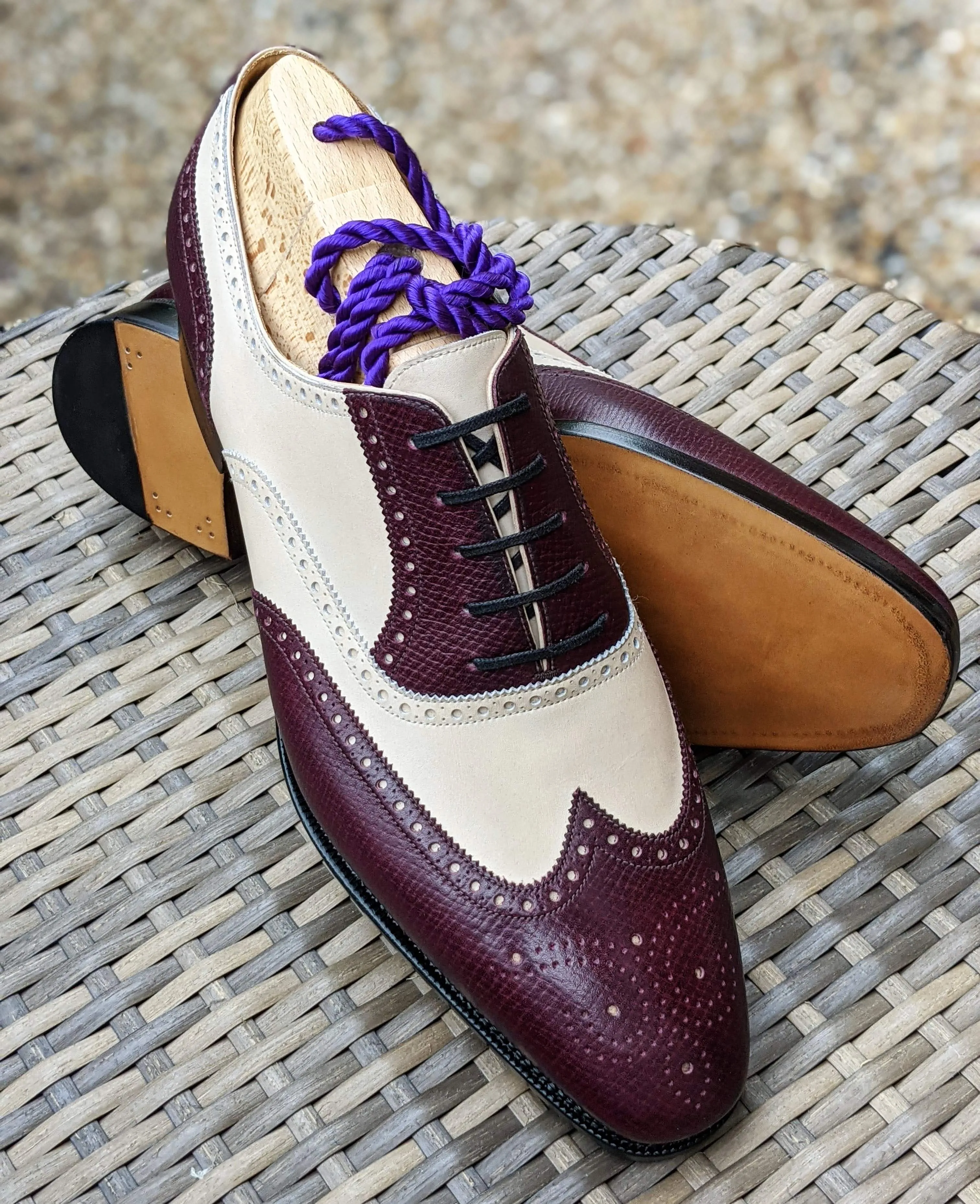 Ascot Gatsby - Burgundy Hatch Grain & Cream Calf