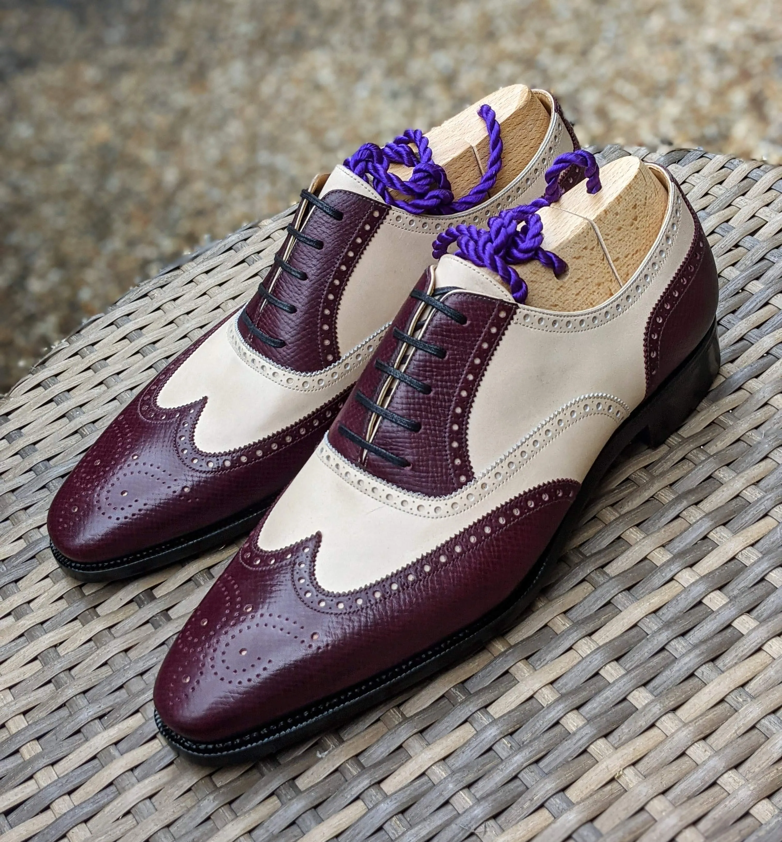 Ascot Gatsby - Burgundy Hatch Grain & Cream Calf