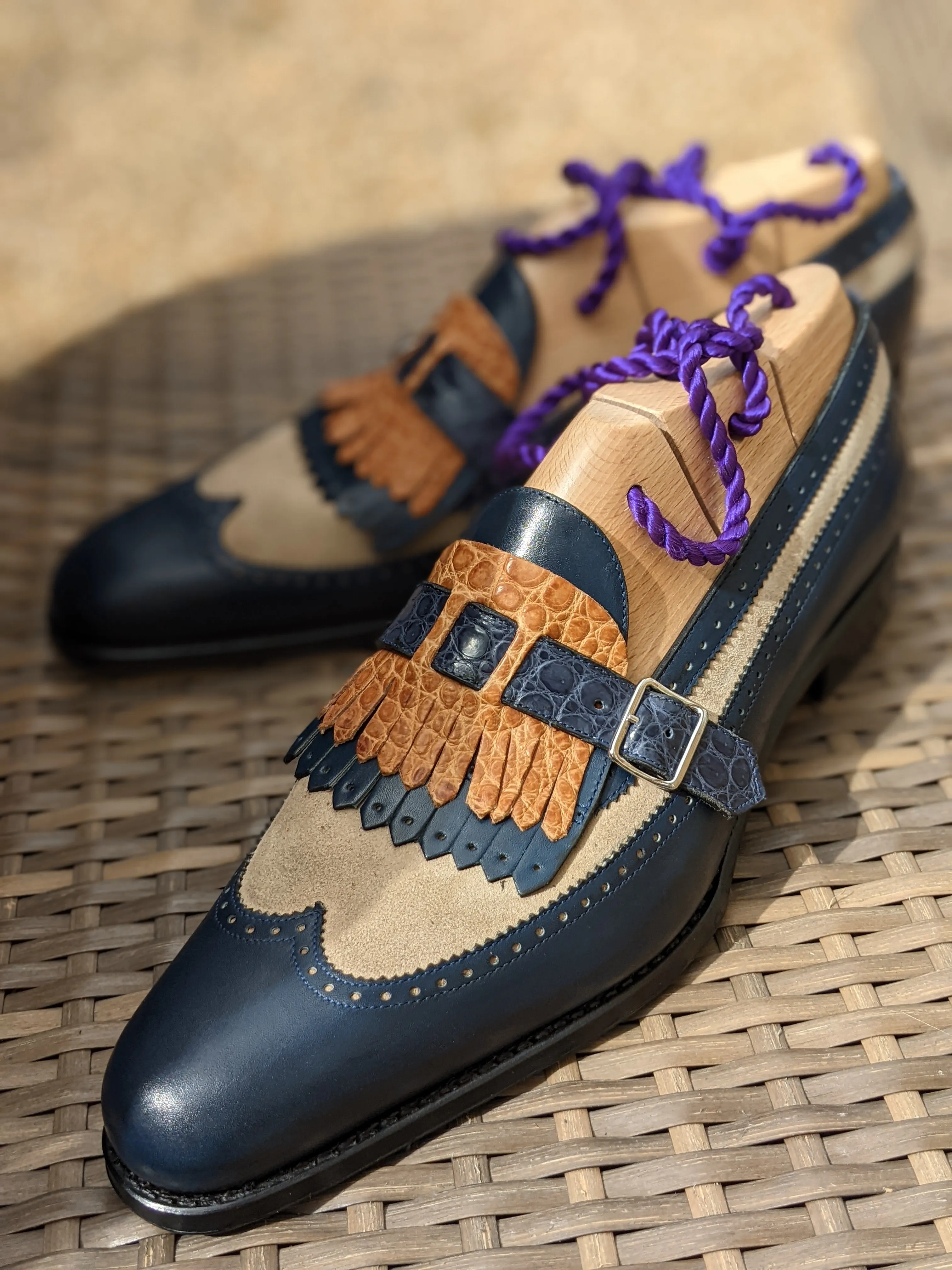 Ascot Shanghai Single Monk II. - Blue & Tan combination