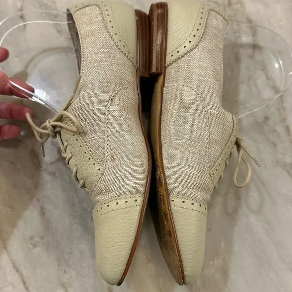 Bass Linen Leather Oxford Saddle Shoes Women’s Size 8