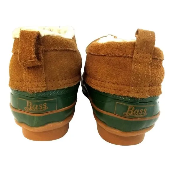 Bass Tamarack Rain Moccasin Shoes Womens Size 7 Green/Brown Leather Rubber