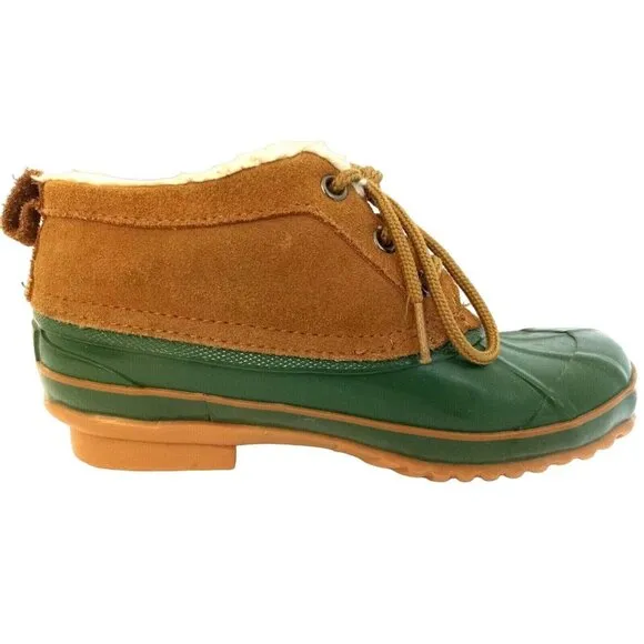 Bass Tamarack Rain Moccasin Shoes Womens Size 7 Green/Brown Leather Rubber