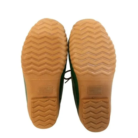 Bass Tamarack Rain Moccasin Shoes Womens Size 7 Green/Brown Leather Rubber