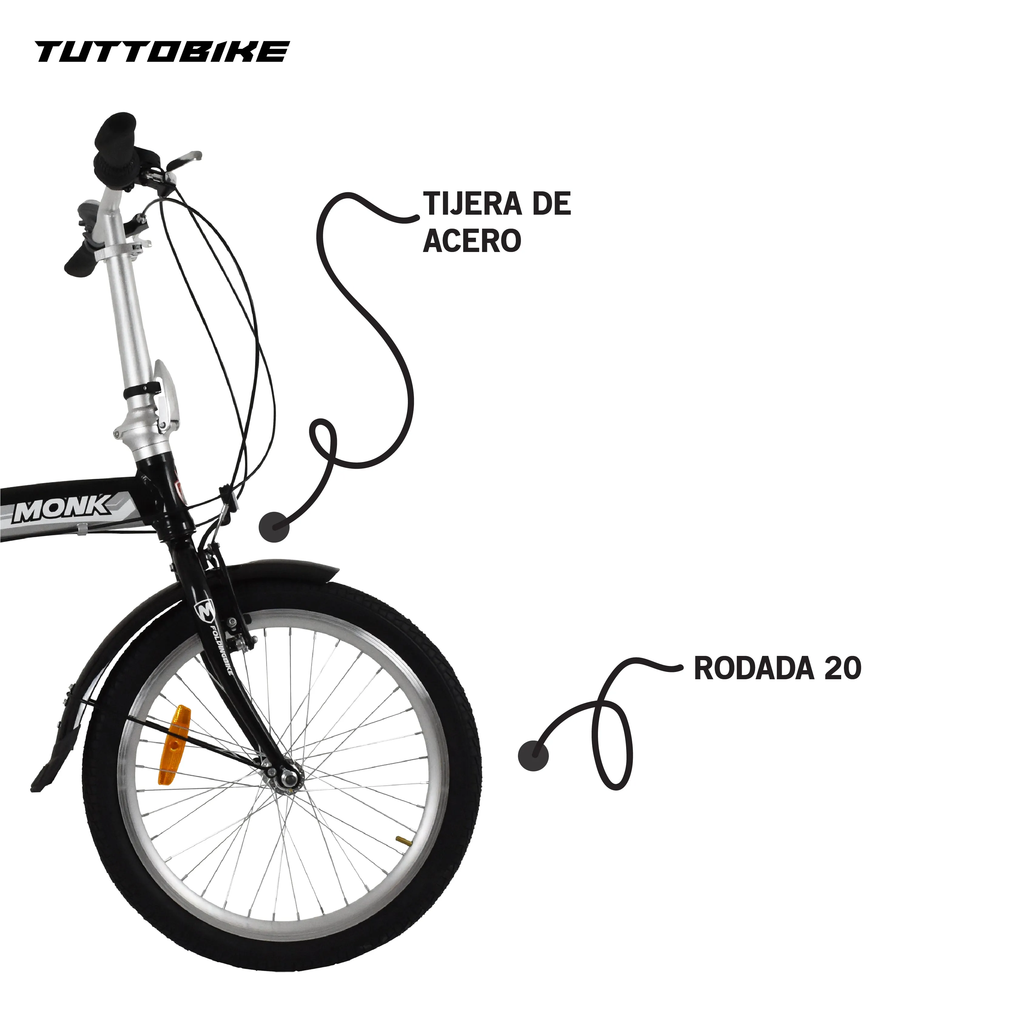 Bicicleta Plegable Rodada 20 Monk Flink Para Adulto
