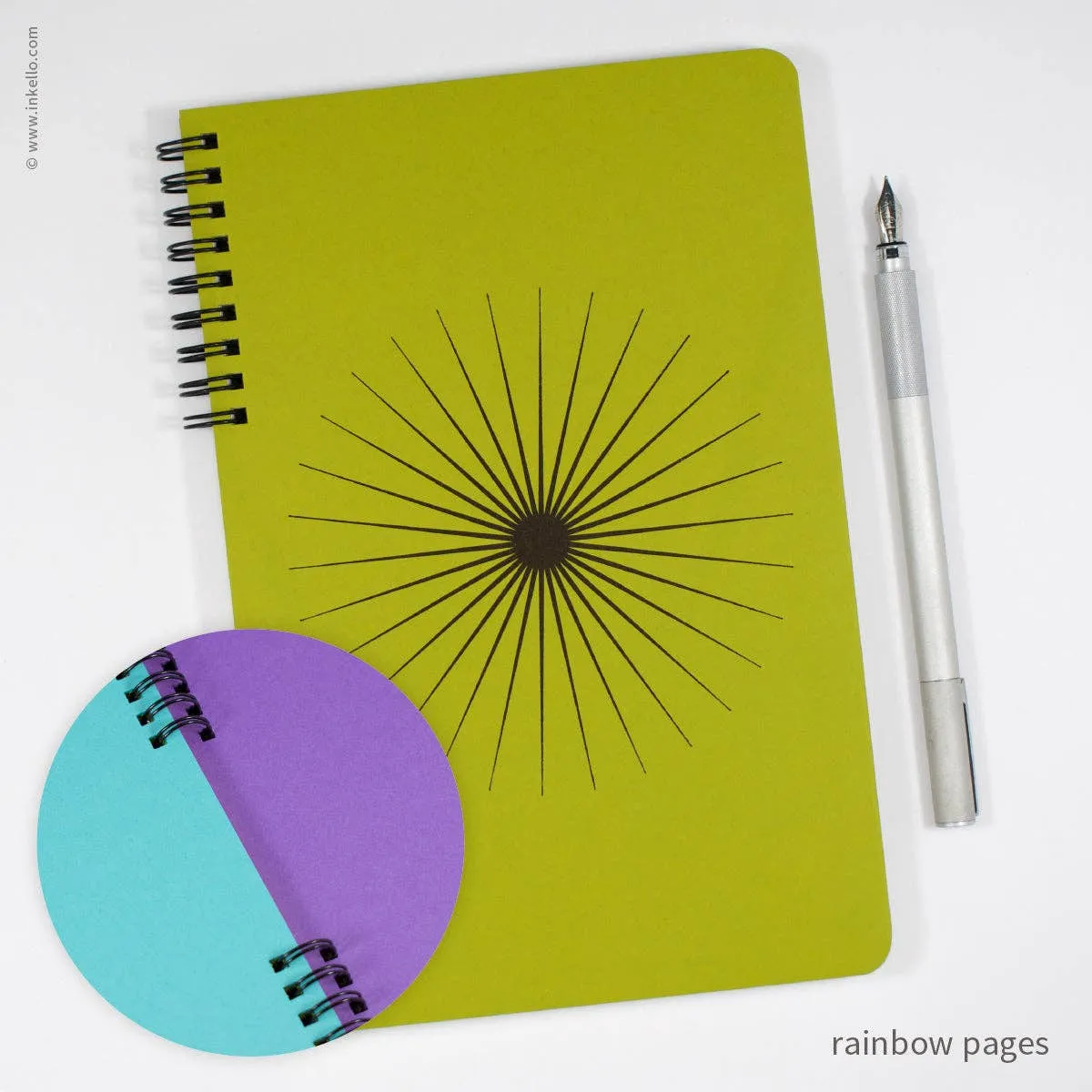 Big Burst Spiral Notebook with Chartreuse Cover   Black Ink: Blank