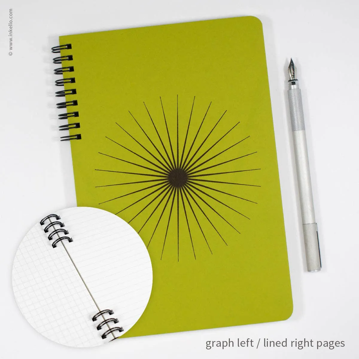 Big Burst Spiral Notebook with Chartreuse Cover   Black Ink: Blank