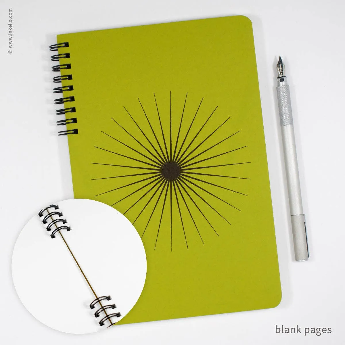 Big Burst Spiral Notebook with Chartreuse Cover   Black Ink: Blank