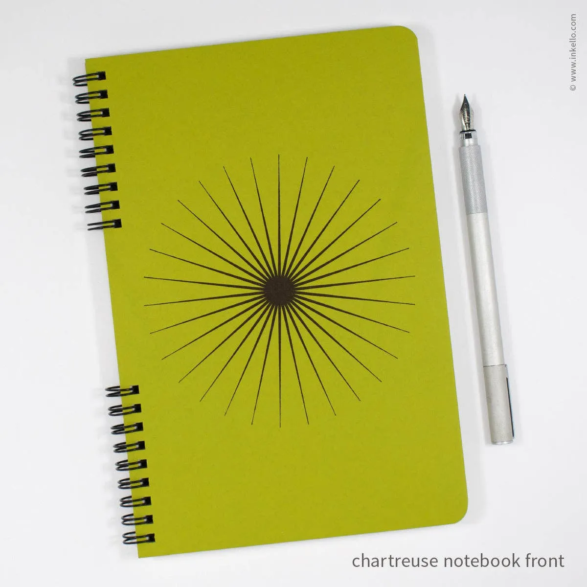Big Burst Spiral Notebook with Chartreuse Cover   Black Ink: Blank