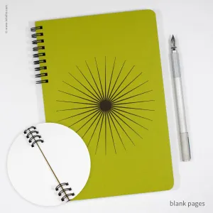 Big Burst Spiral Notebook with Chartreuse Cover   Black Ink: Blank