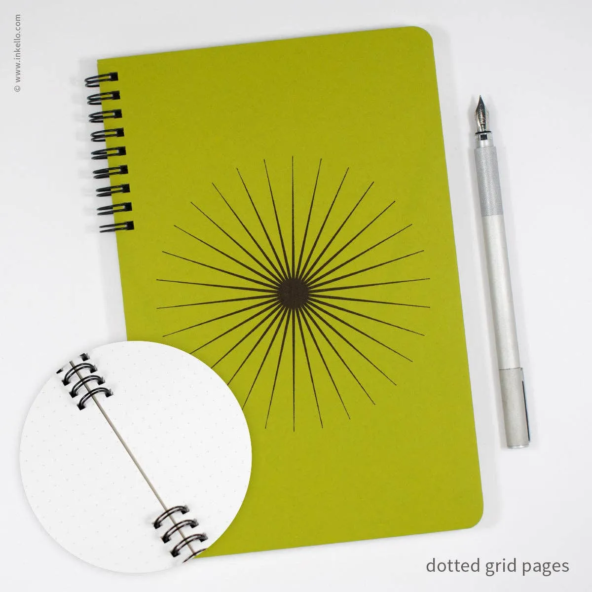 Big Burst Spiral Notebook with Chartreuse Cover   Black Ink: Blank