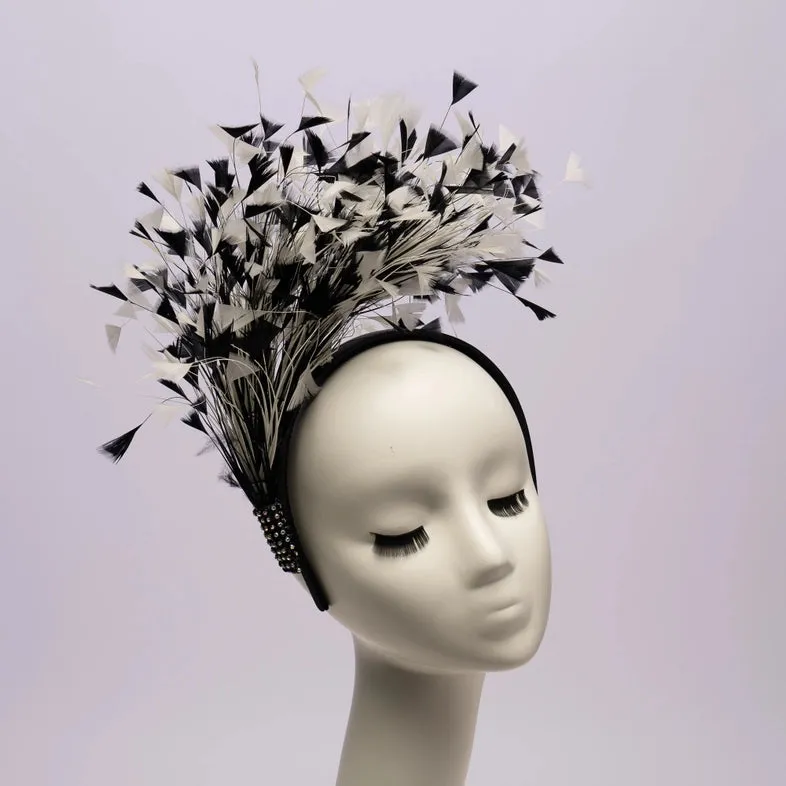 Black & White Feather 1920's Style Fascinator